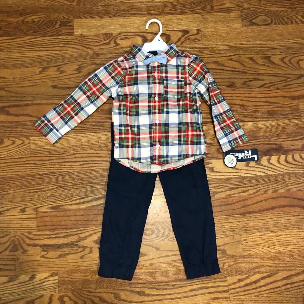 Boys Little Rebels Formal Long Sleeve Shirt and Long Cargo Pants Size 3T 2 Piece